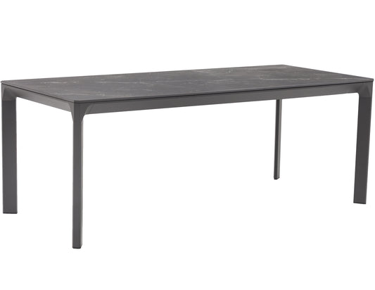 Mesa de comedor Boori 200x90 cm aluminio antracita top mesa porcelánico negro