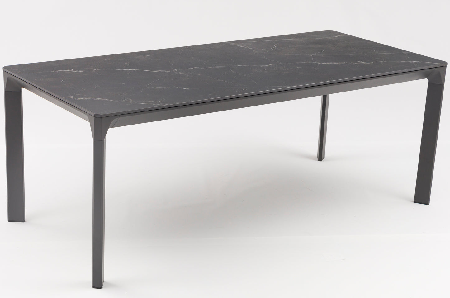 Mesa de comedor Boori 200x90 cm aluminio antracita top mesa porcelánico negro