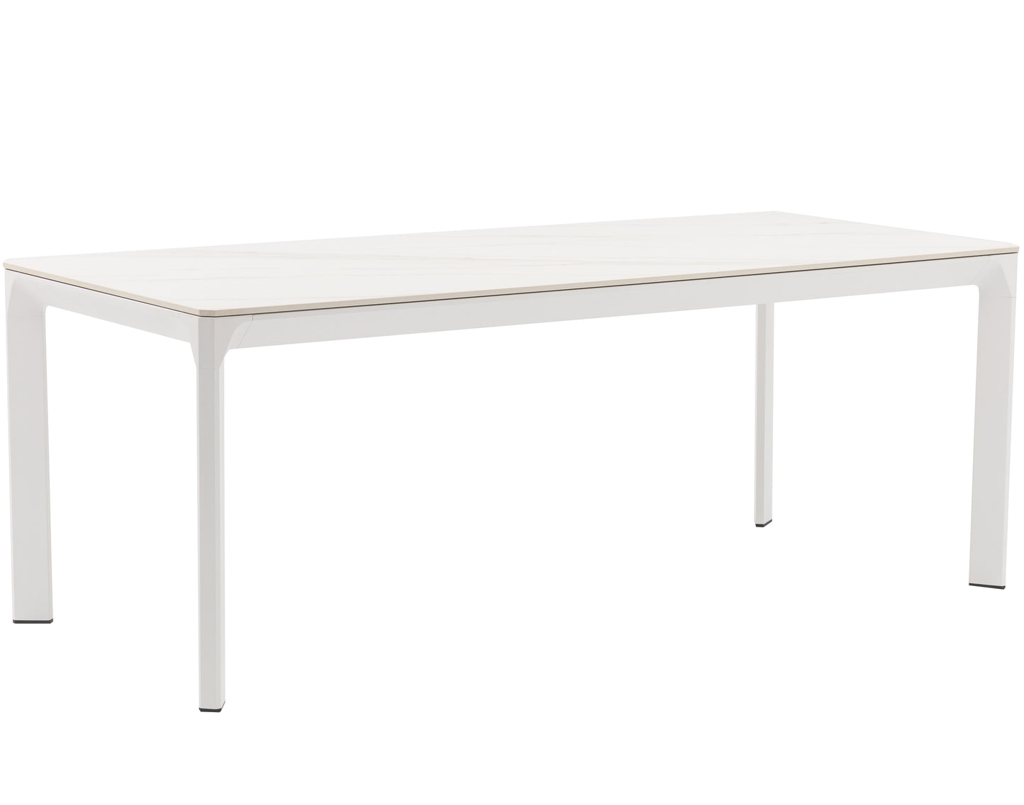 Mesa de comedor Boori 200x90 cm aluminio y top mesa porcelánico blanco