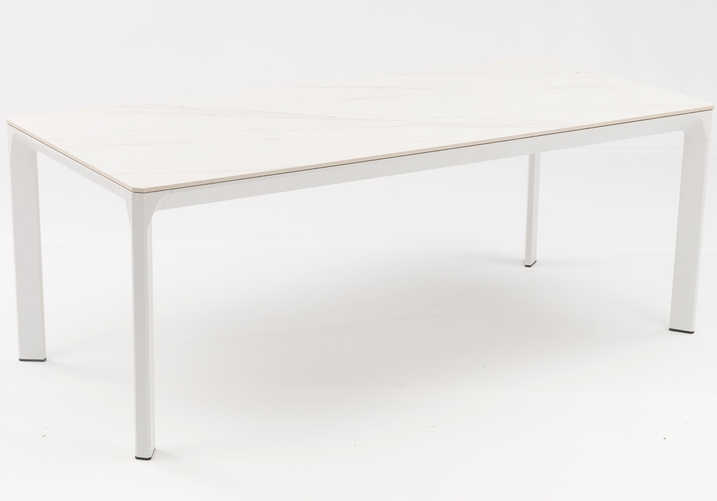 Mesa de comedor Boori 200x90 cm aluminio y top mesa porcelánico blanco