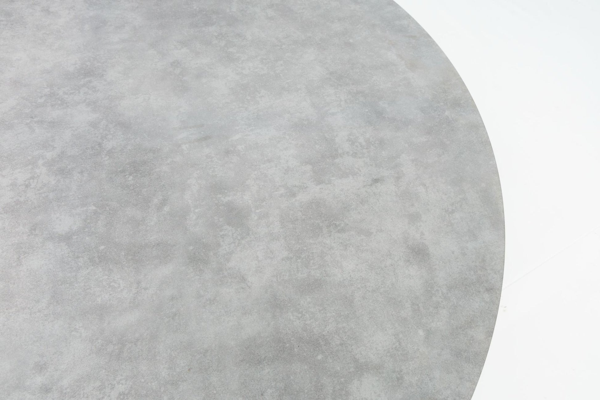 Mesa redonda Orick Ø 120 cm aluminio blanco cristal cerámico gris claro.