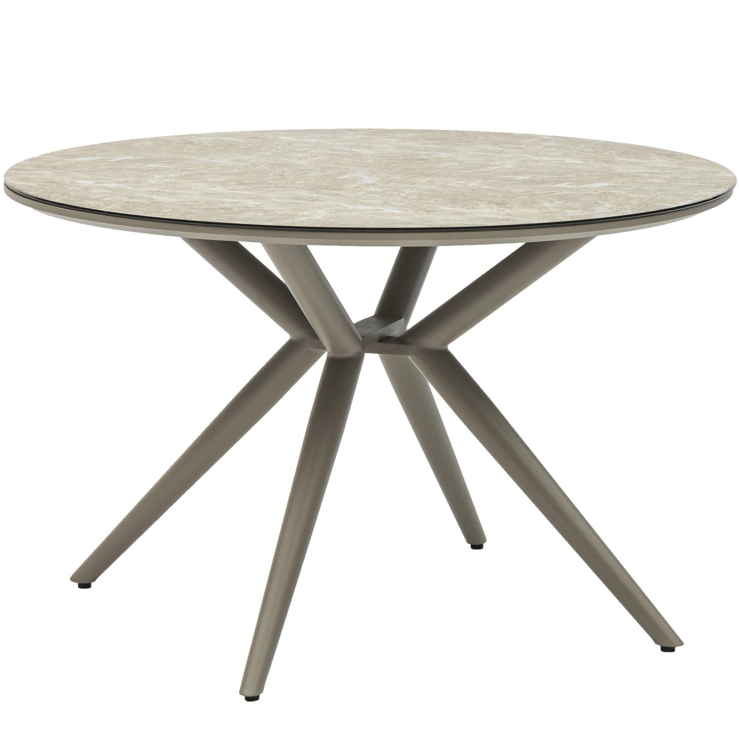 Mesa redonda Orick Ø 120 cm aluminio taupe cristal cerámico beige.