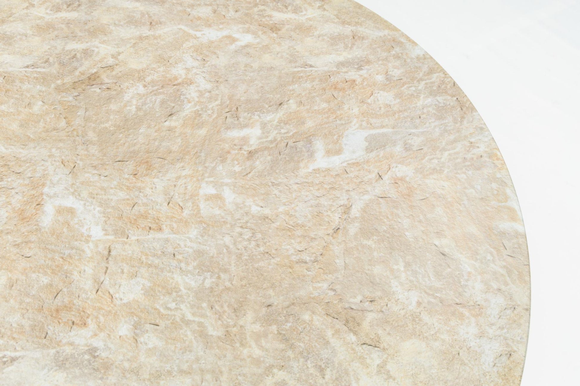 Mesa redonda Orick Ø 120 cm aluminio taupe cristal cerámico beige.