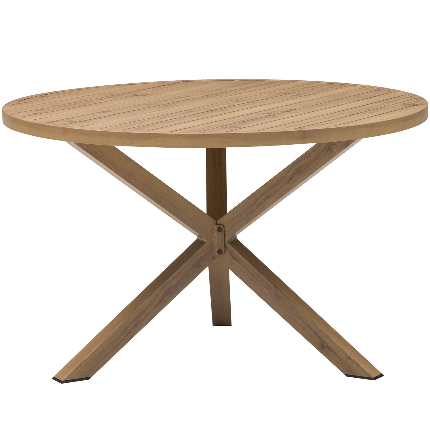 Mesa redonda Java Ø 120x75 cm aluminio efecto teca natural