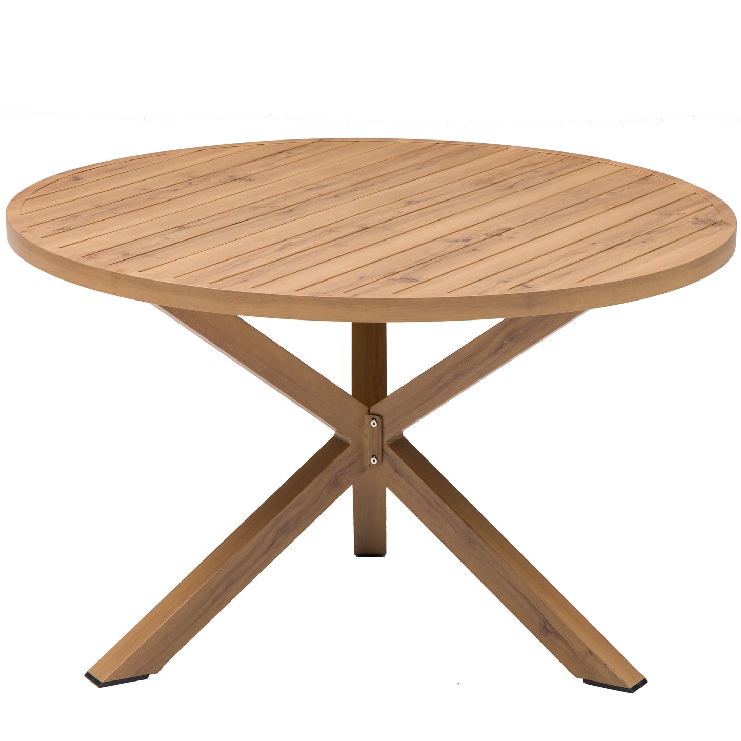 Mesa redonda Java Ø 120x75 cm aluminio efecto teca natural