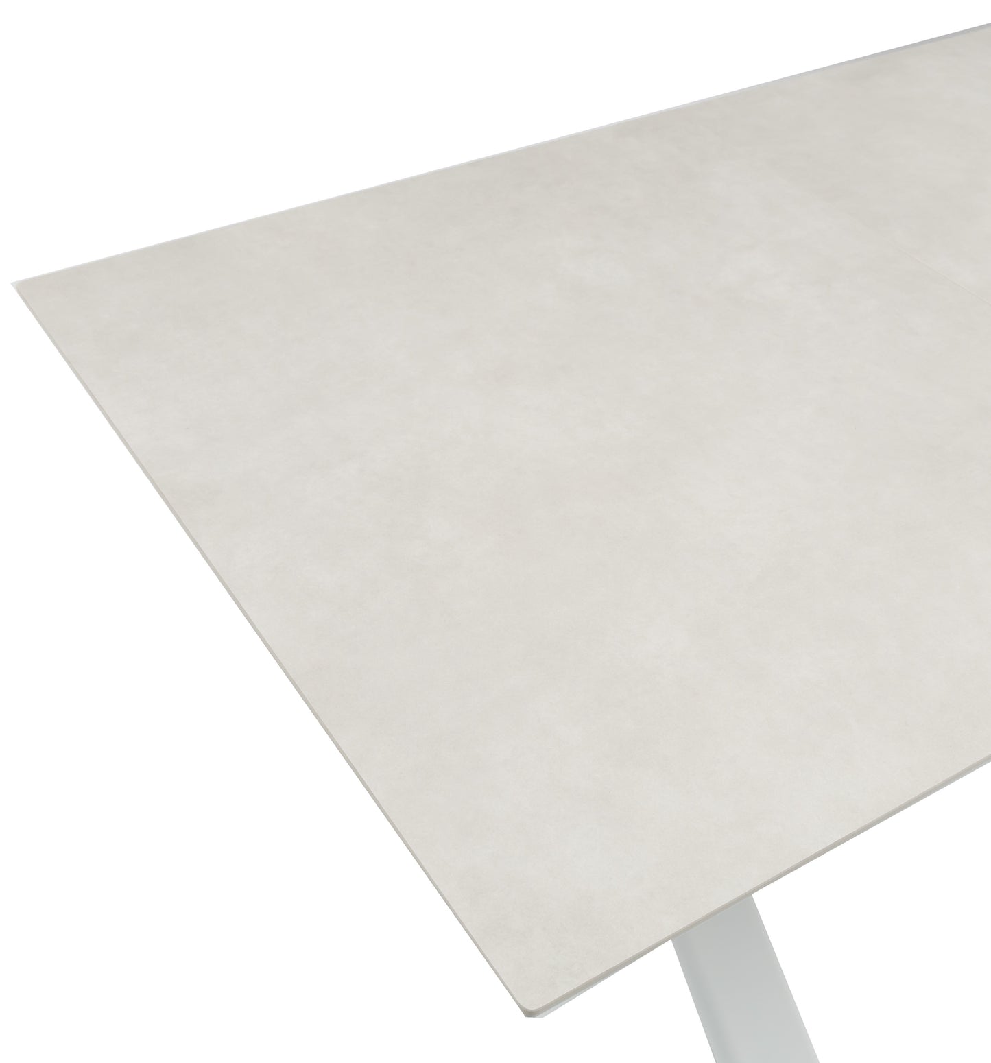 Mesa extensible Carson 100x180/240 cm aluminio blanco top mesa porcelánico gris