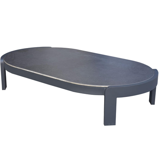 Mesa de centro Babylon aluminio gris antracita y top cerámico gris oscuro moteado