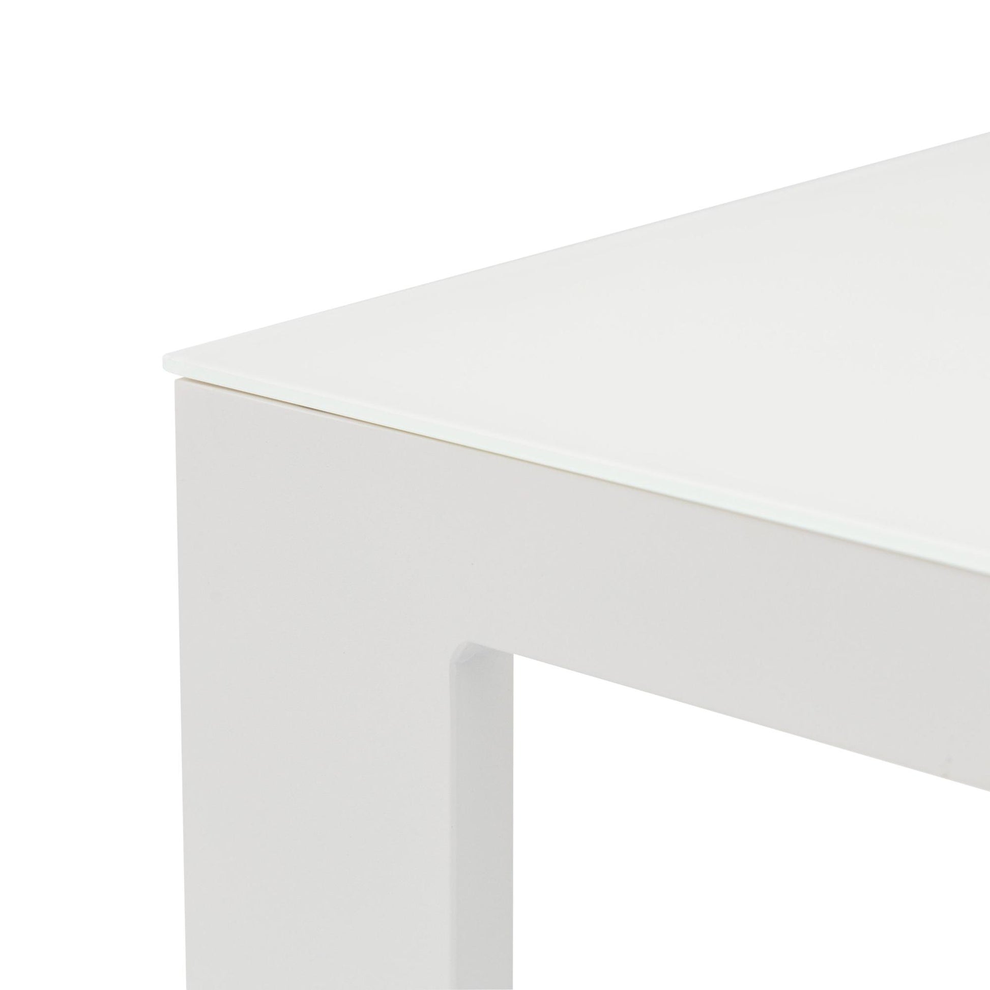 Mesa de centro Niland aluminio y  cristal blanco