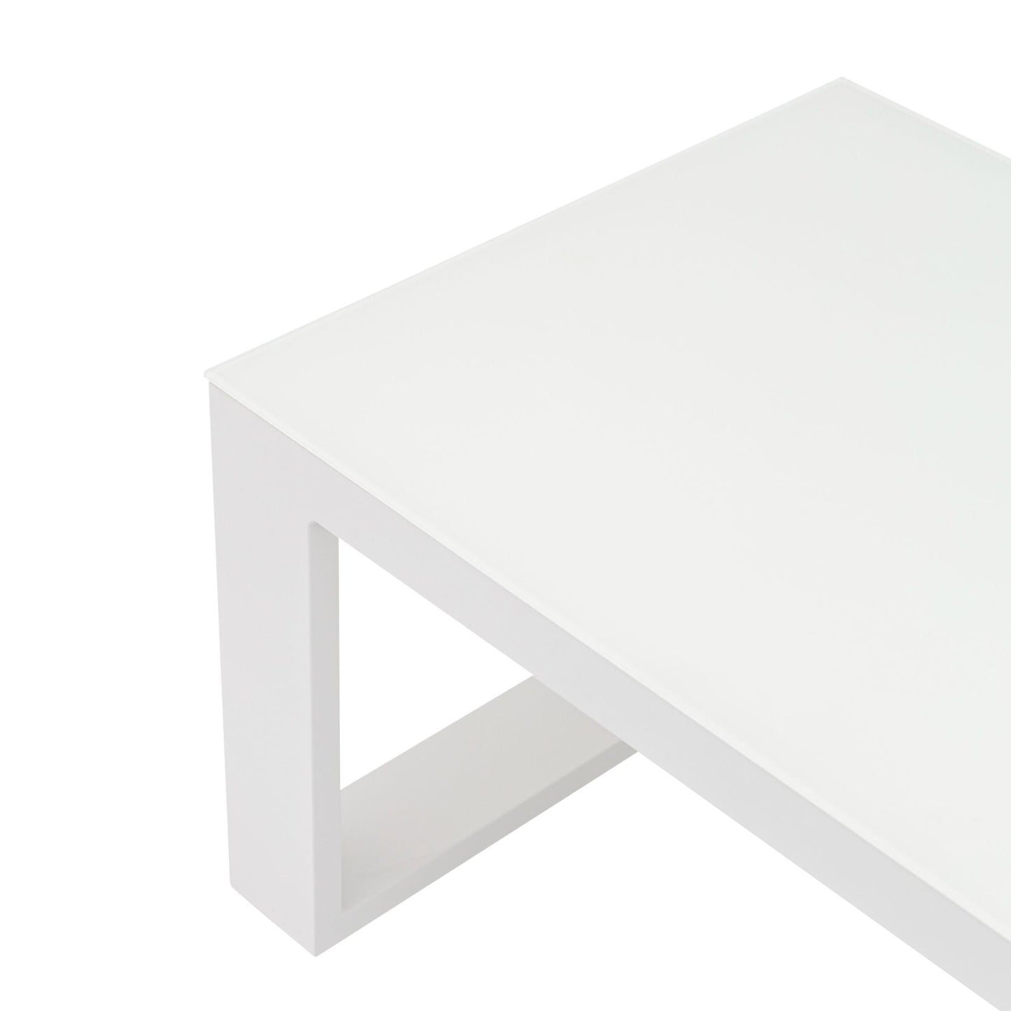 Mesa de centro Niland aluminio y  cristal blanco