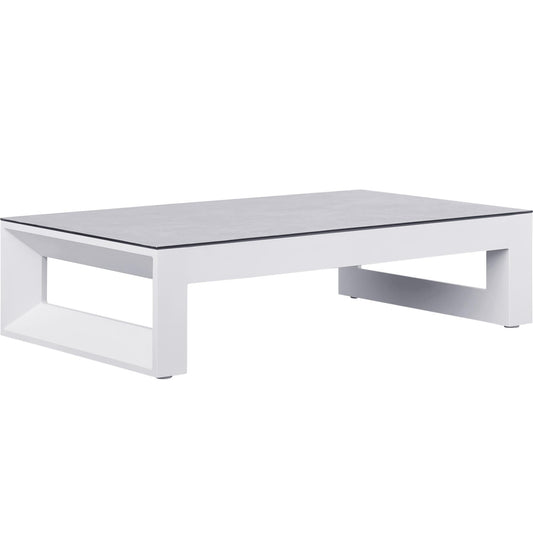Mesa  de centro Onix aluminio blanco cristal cerámico gris claro