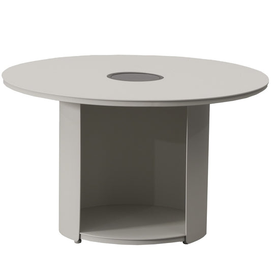 Mesa de centro redonda Corinto Ø 71 cm aluminio blanco con luz solar