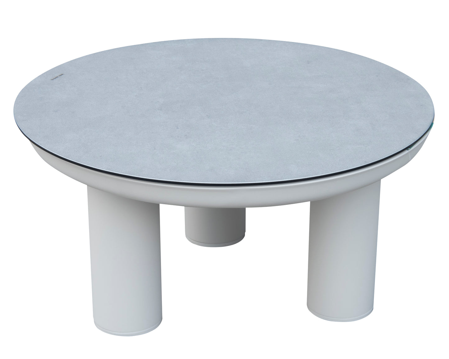 Set de 2 mesas de centro Attica aluminio blanco top cristal cerámico gris