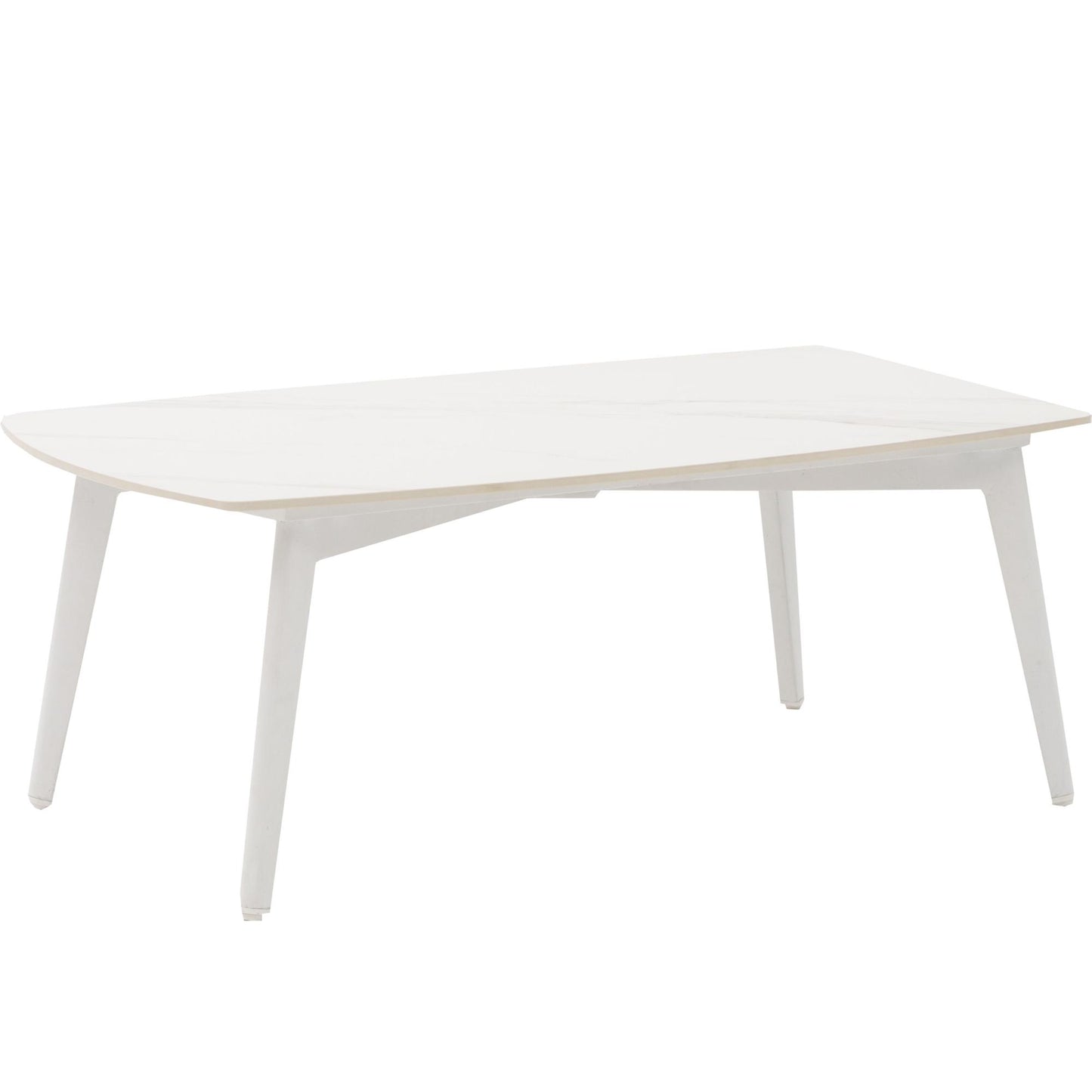 Mesa de centro Nelayan 120x70  aluminio blanco top mesa porcelánico blanco