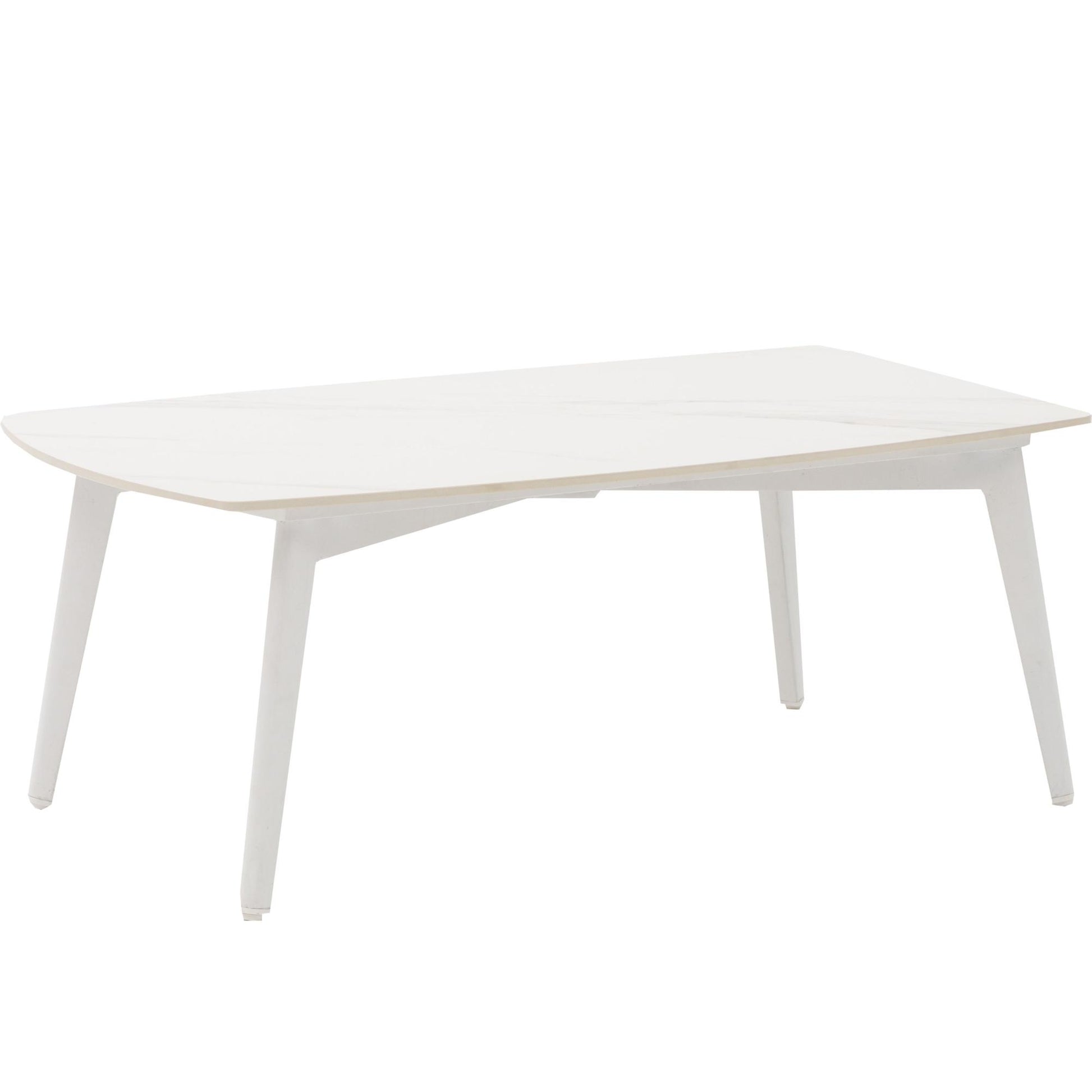 Mesa de centro Nelayan 120x70  aluminio blanco top mesa porcelánico blanco