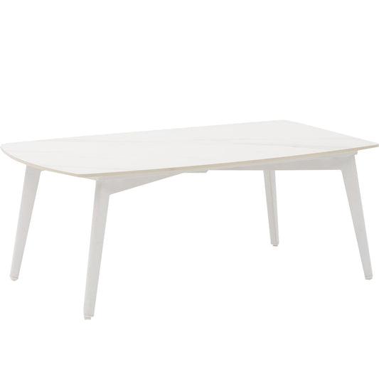 Mesa de centro Nelayan 120x70  aluminio blanco top mesa porcelánico blanco