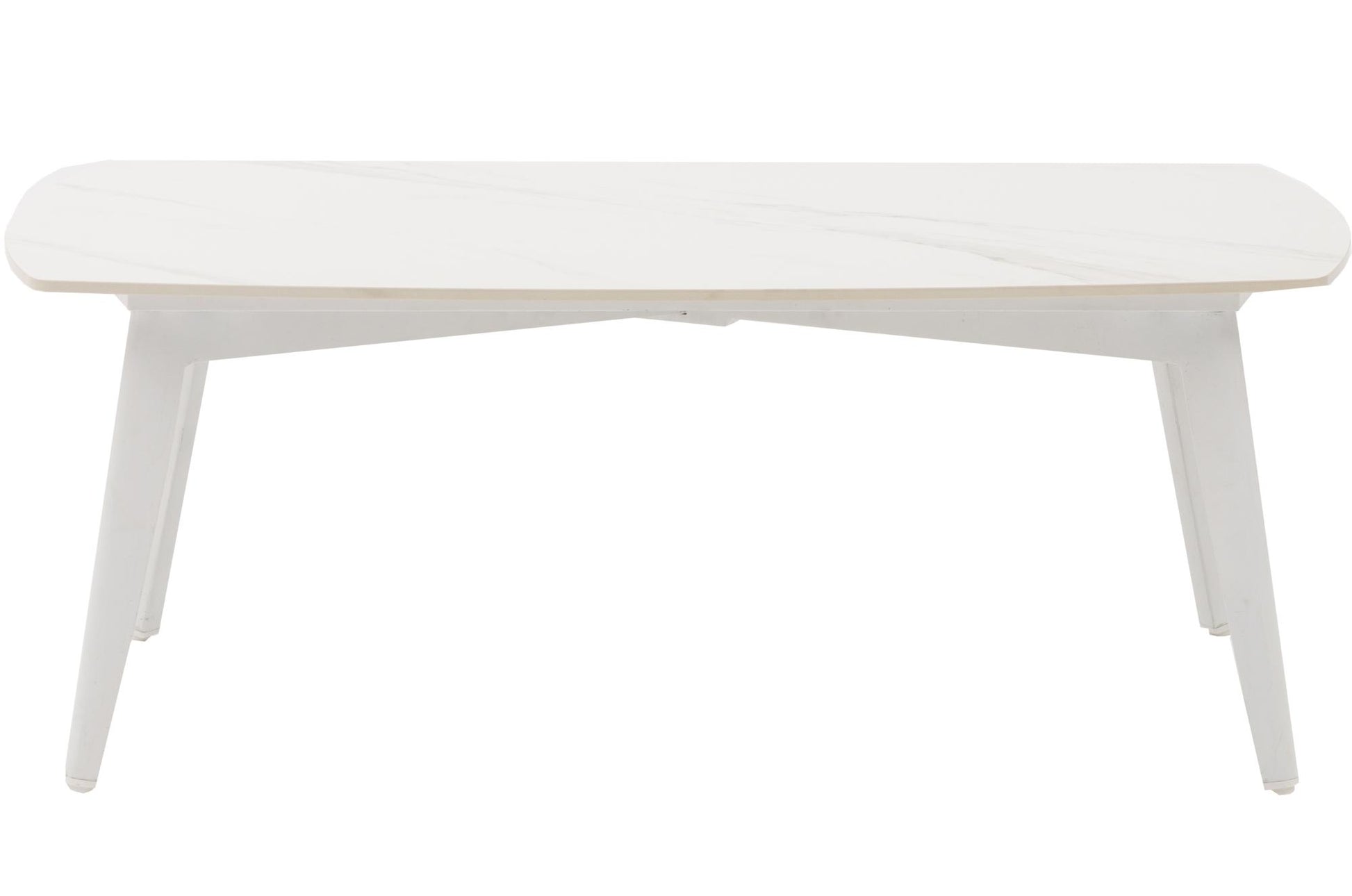 Mesa de centro Nelayan 120x70  aluminio blanco top mesa porcelánico blanco