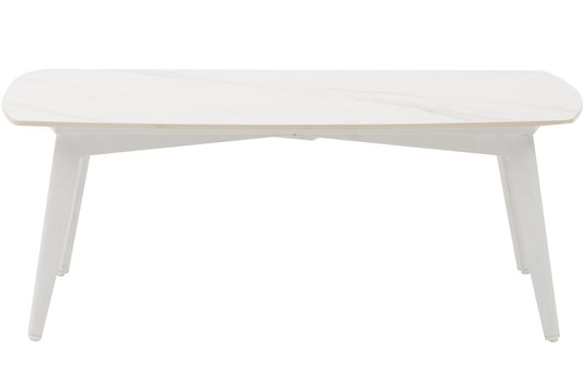 Mesa de centro Nelayan 120x70  aluminio blanco top mesa porcelánico blanco