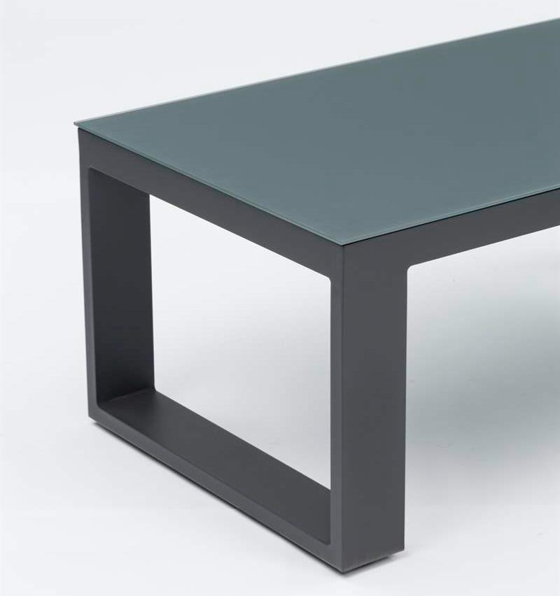 Mesa de centro Niland aluminio y cristal antracita