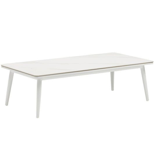 Mesa de centro Irvine 120x60cm aluminio blanco top porcelánico blanco
