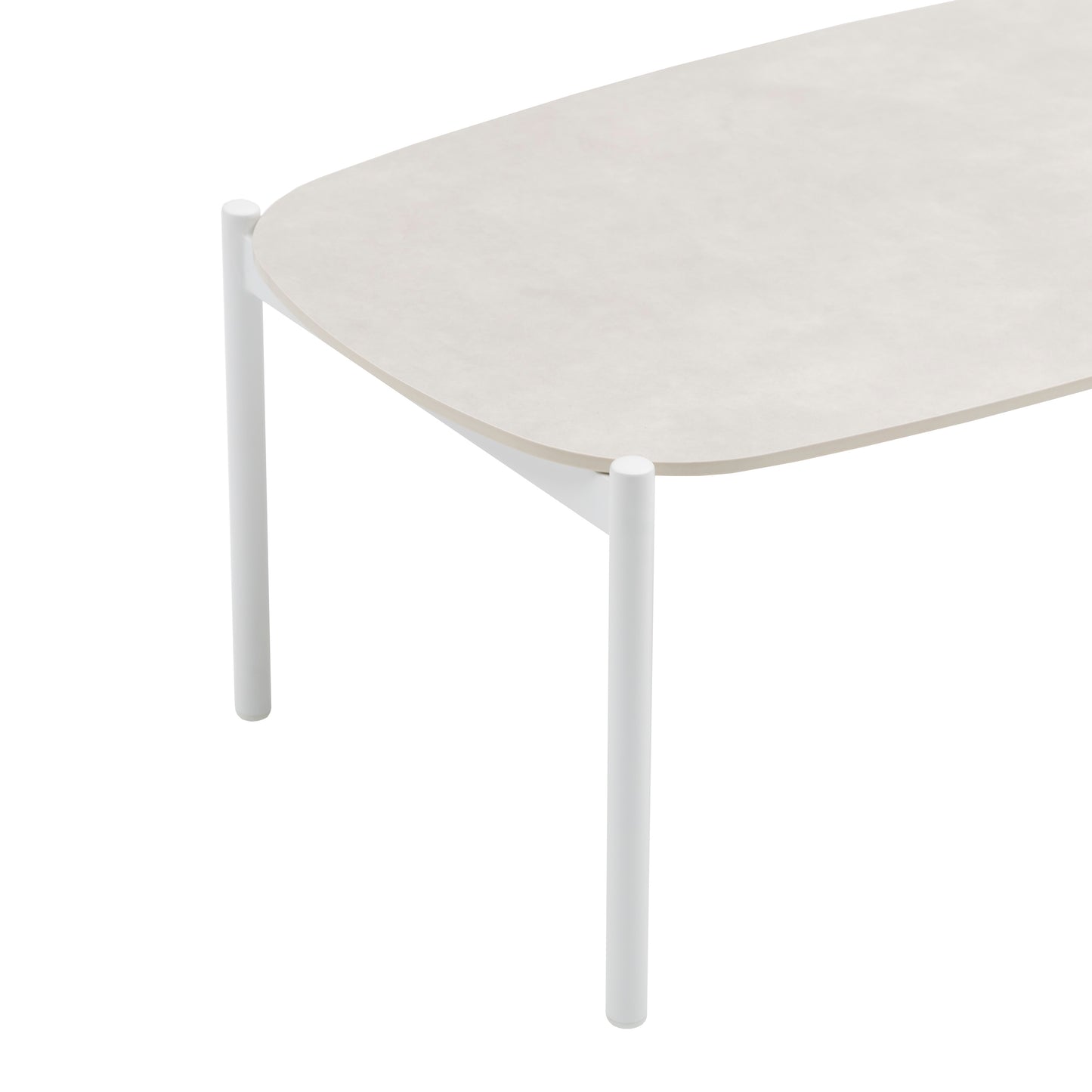 Mesa de centro Corfu aluminio blanco y porcelánico gris