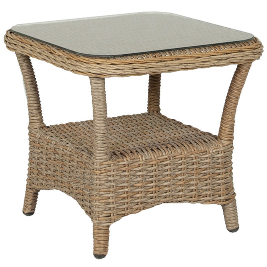 Mesita auxiliar Oregón aluminio y ratán sintético