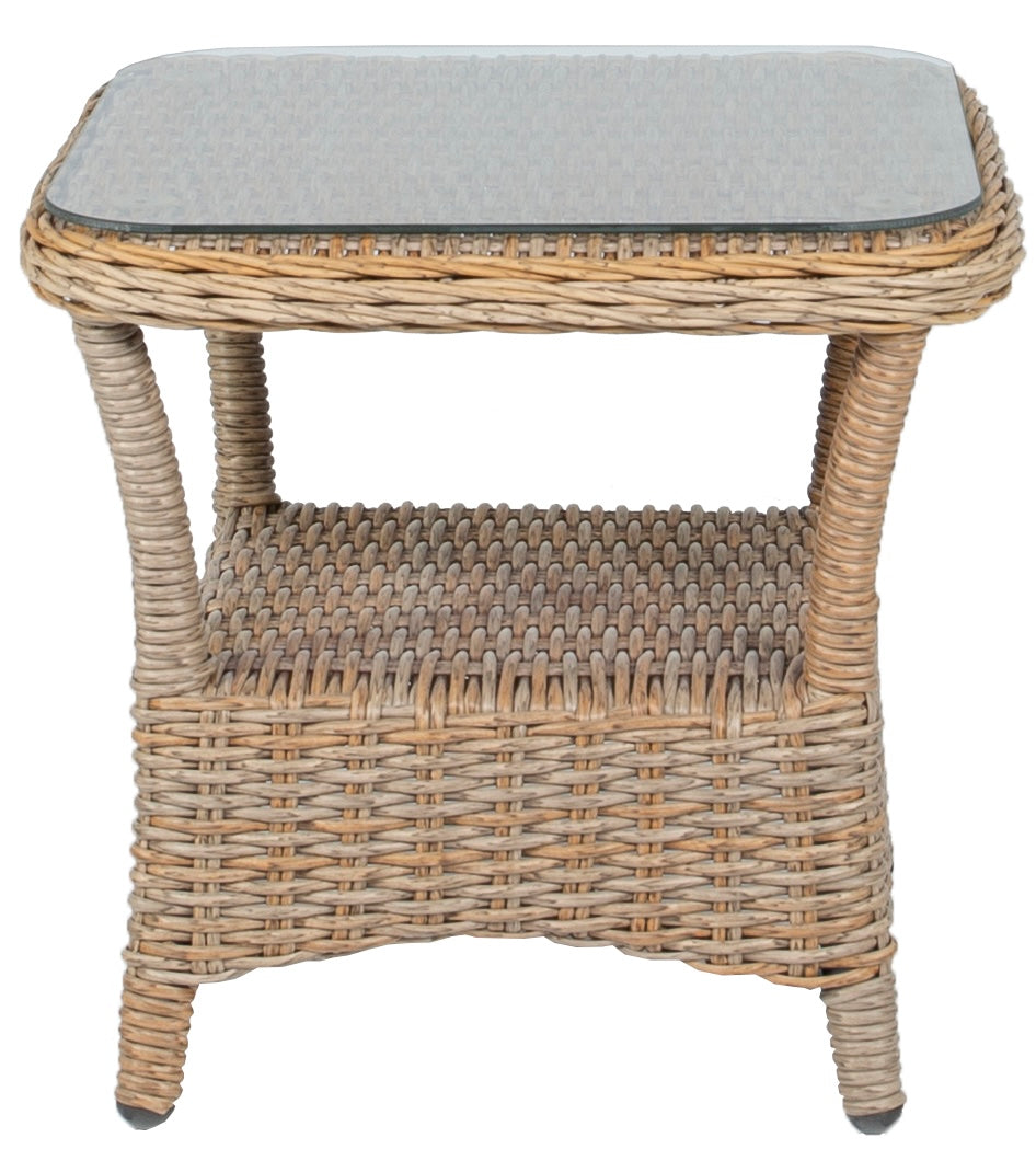 Mesita auxiliar Oregón aluminio y ratán sintético