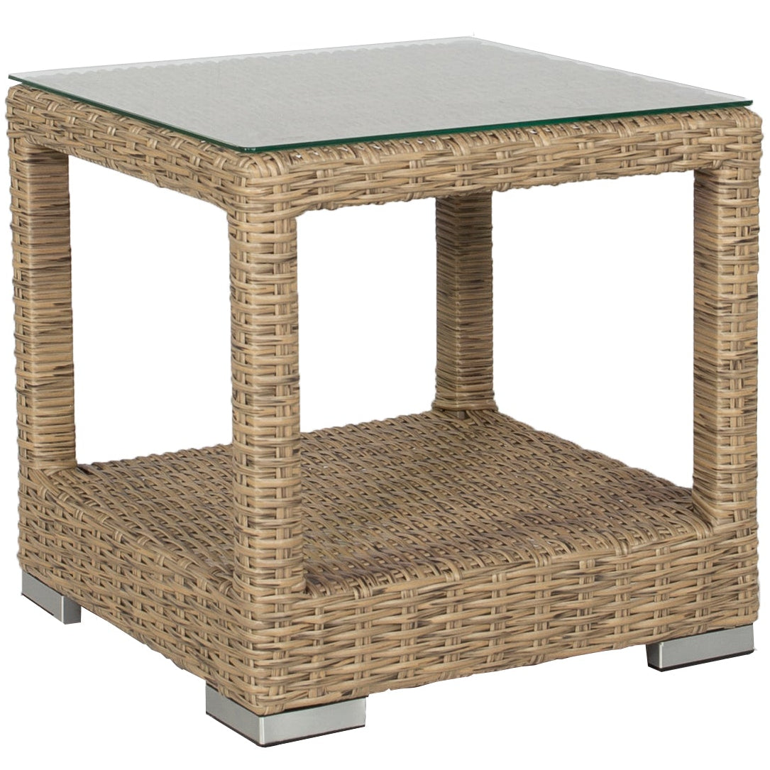 Mesita auxiliar California aluminio y ratán sintético