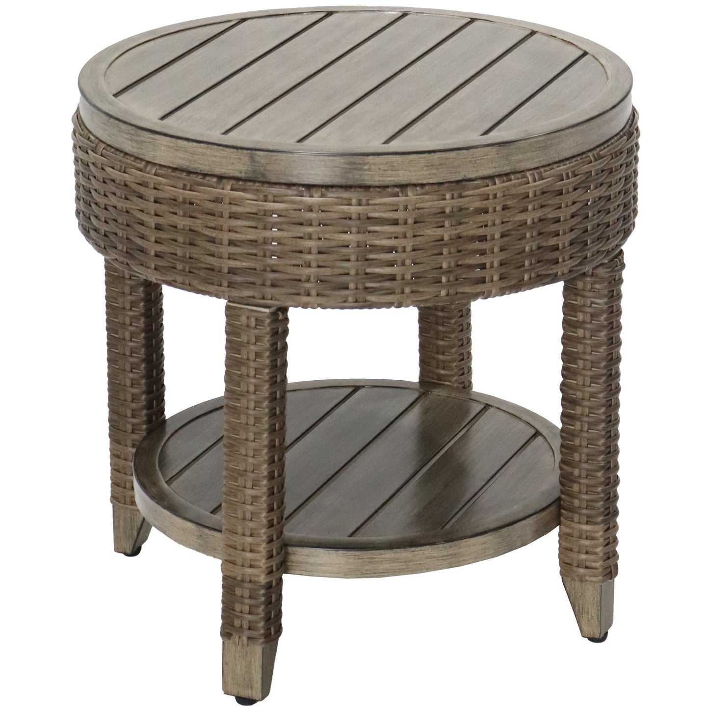 Mesa auxiliar Brent aluminio y rattán sintético