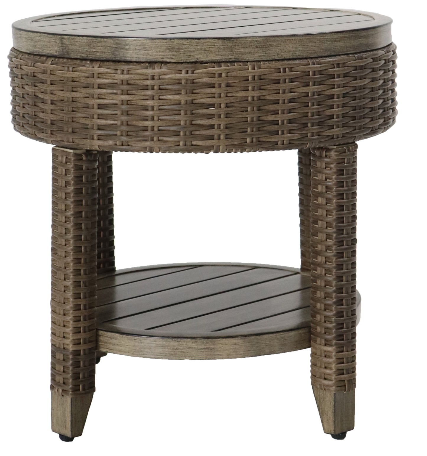 Mesa auxiliar Brent aluminio y rattán sintético