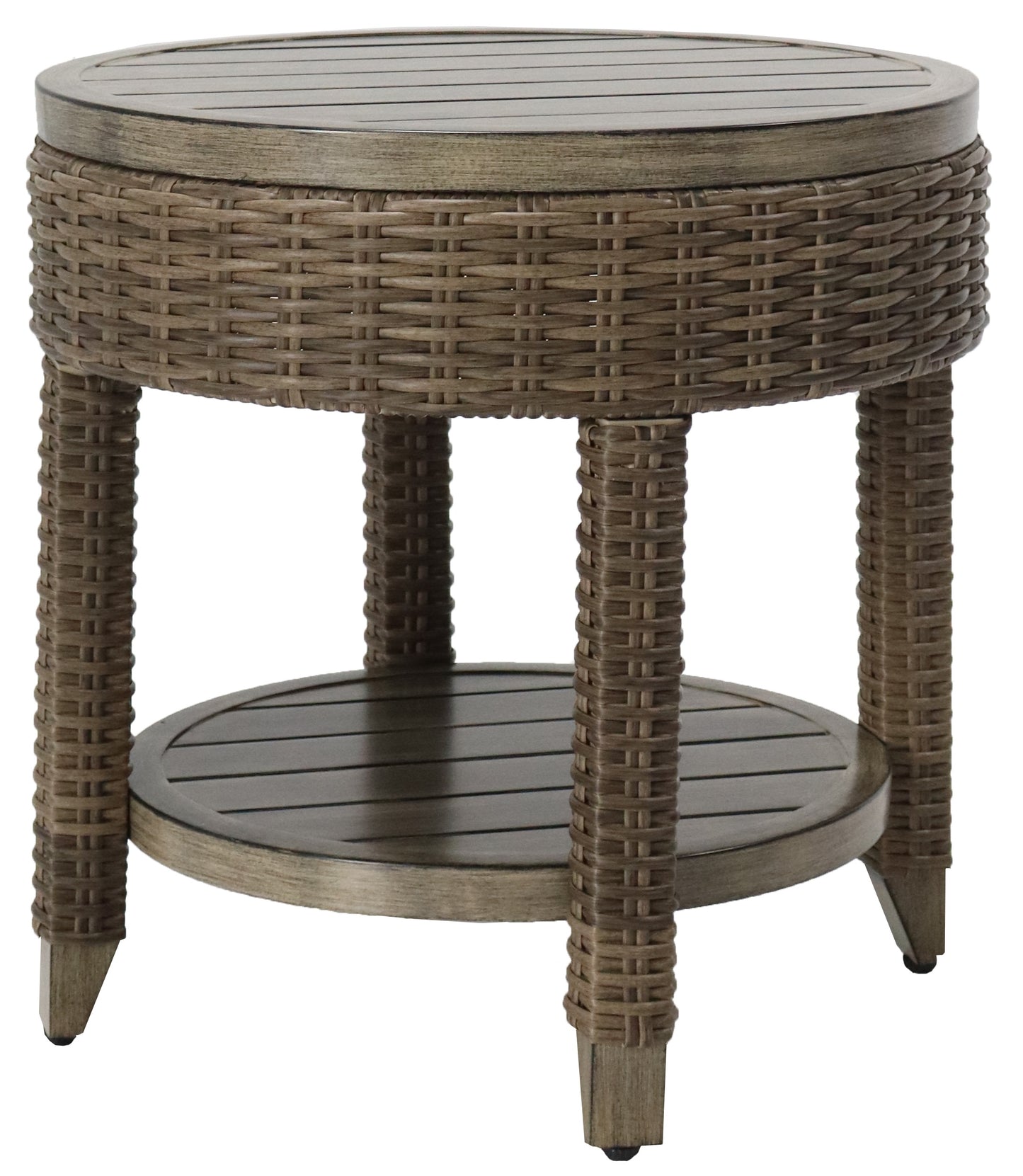 Mesa auxiliar Brent aluminio y rattán sintético