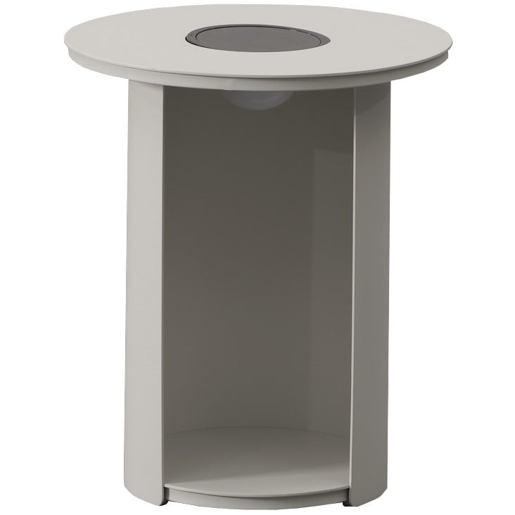 Mesa auxiliar redonda Corinto Ø 41 cm aluminio blanco con luz solar