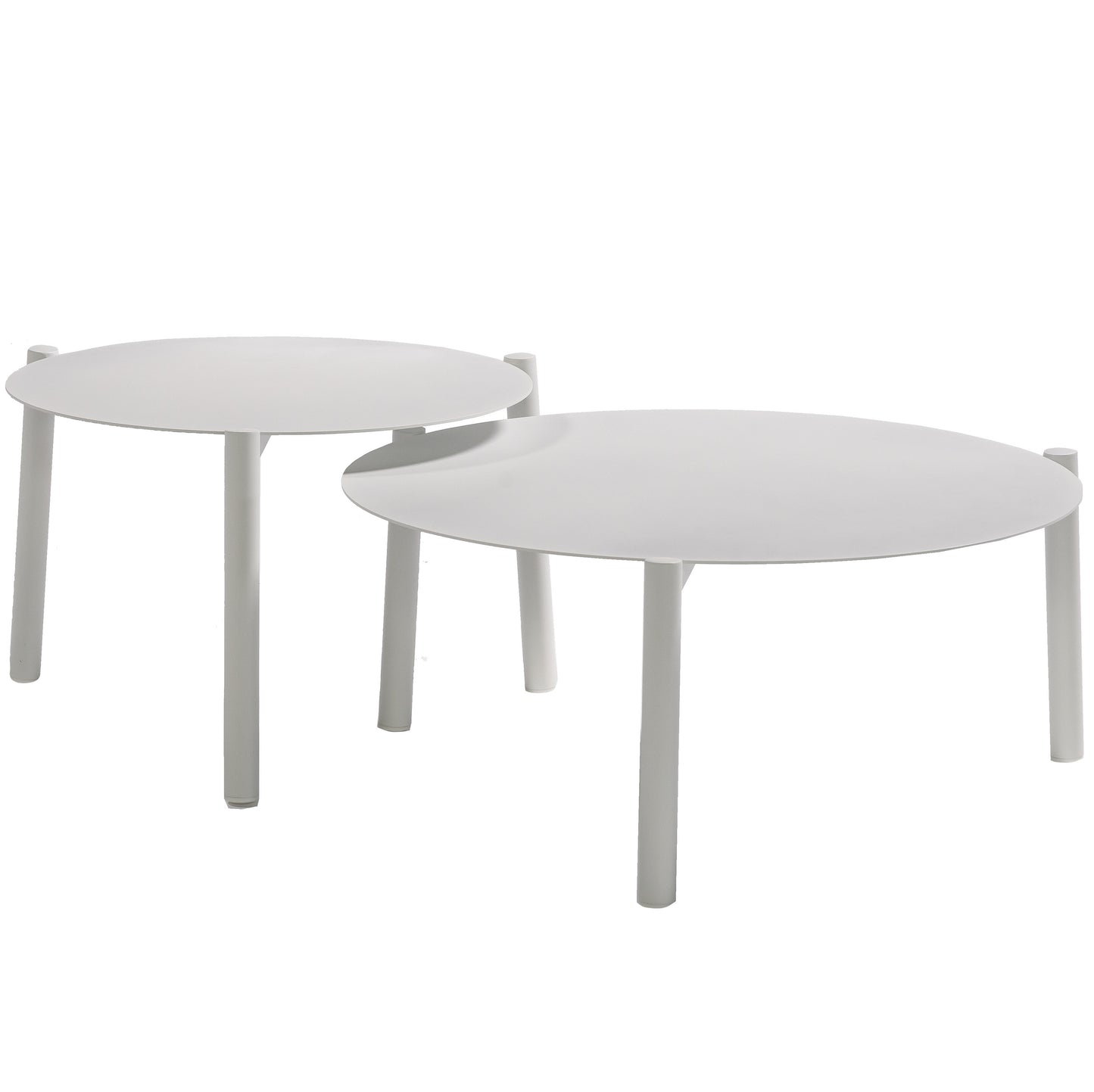 Set de mesas auxiliares Carson Ø 80 cm x 35 cm + Ø 60cm x 42 cm aluminio blanco