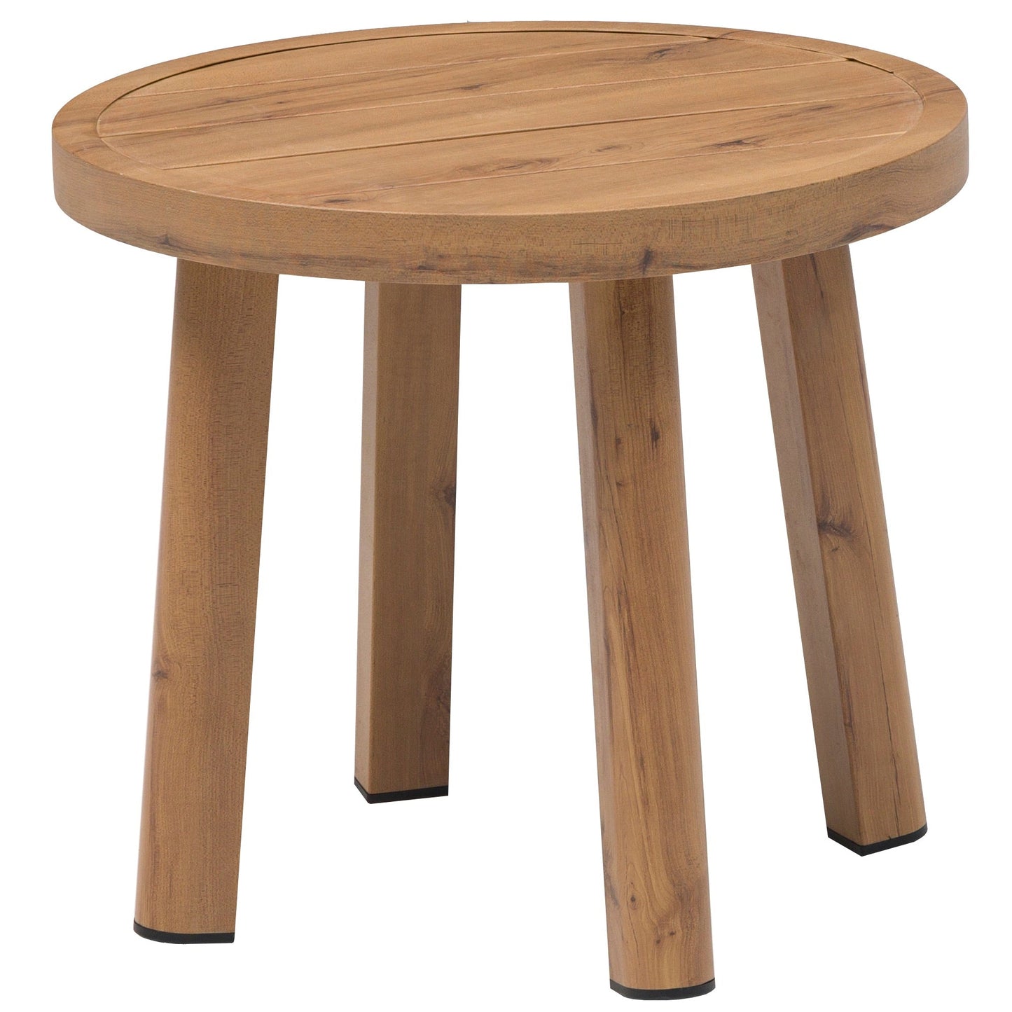 Mesa auxiliar Java Ø 50x44,5 cm aluminio efecto teca natural