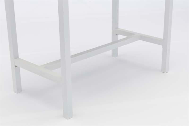 Mesa alta bar Meridian 130x70 cm aluminio  blanco cristal cerámico gris claro.