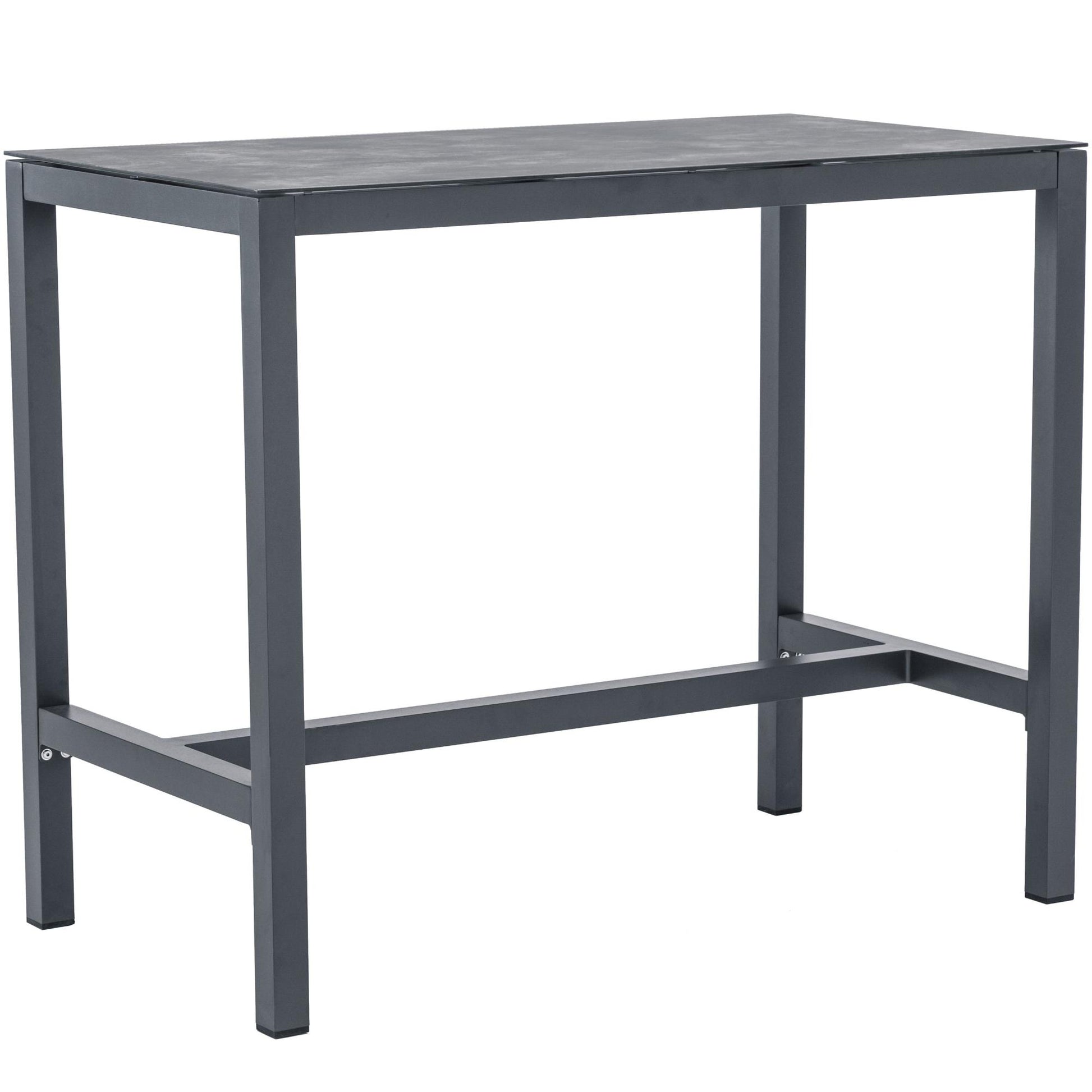 Mesa alta bar Meridian 130x70 cm aluminio antracita con cristal cerámico gris antracita.