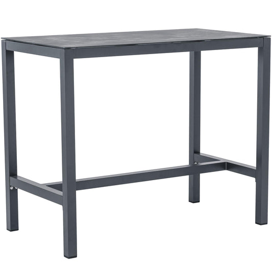 Mesa alta bar Meridian 130x70 cm aluminio antracita con cristal cerámico gris antracita.