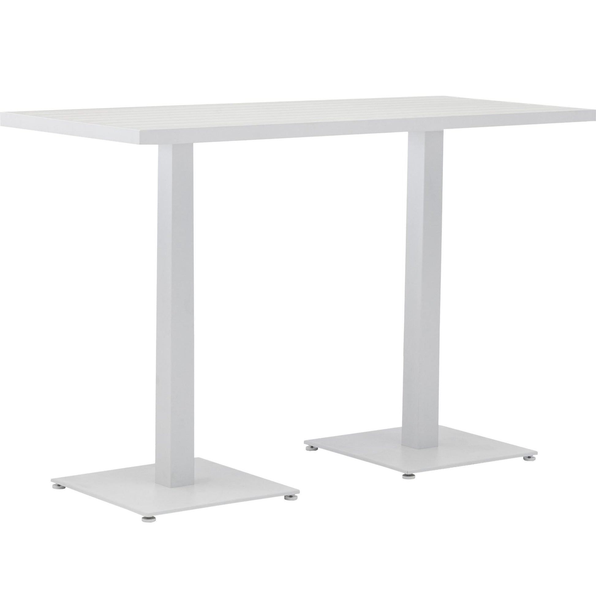 Mesa alta bar Orick 160x70 cm aluminio blanco.