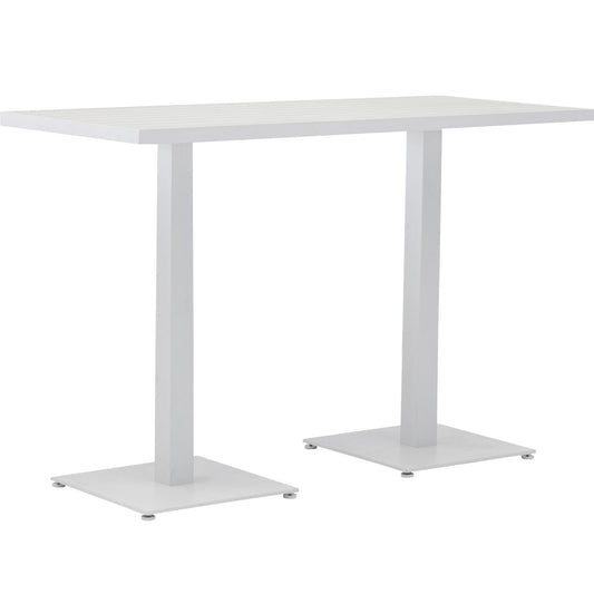 Mesa alta bar Orick 160x70 cm aluminio blanco.