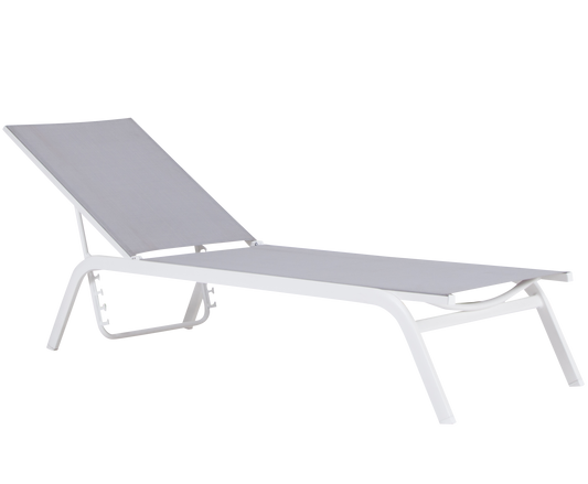 Tumbona Galt aluminio blanco y textilene gris claro