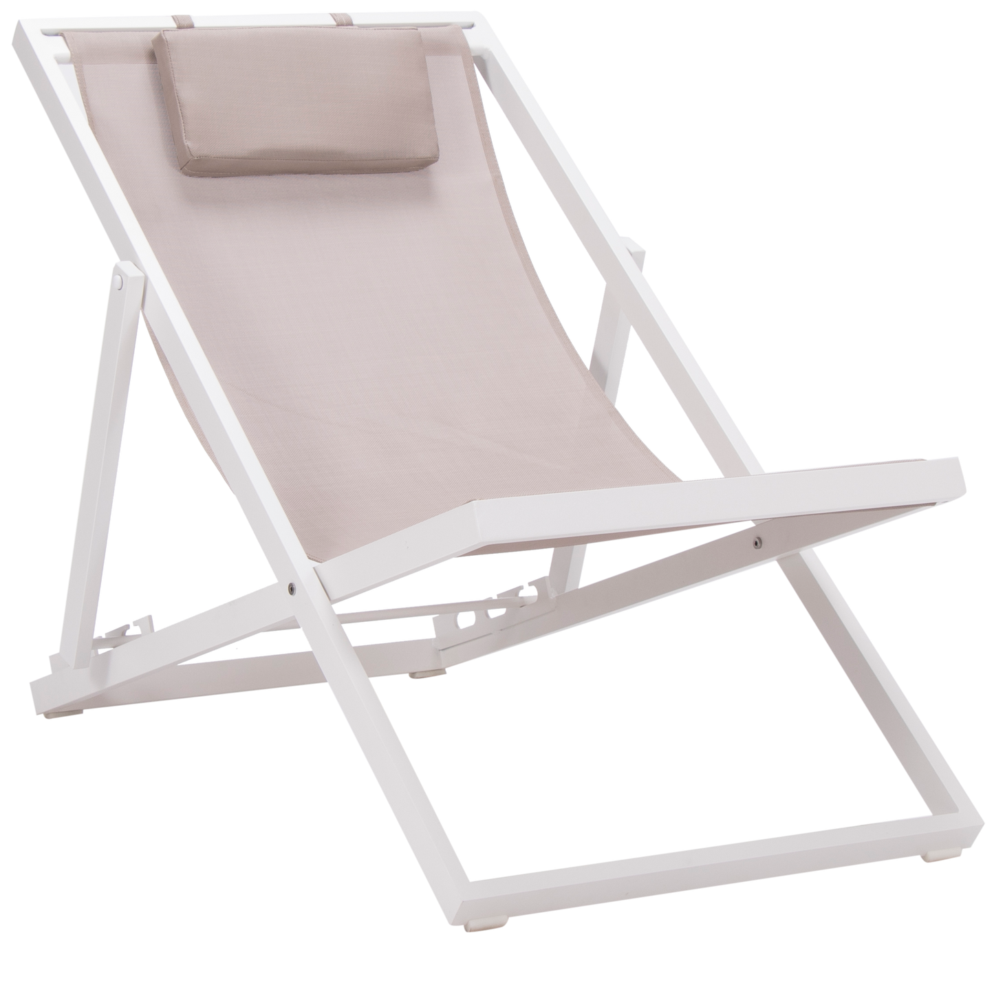 Tumbona Davis aluminio blanco y textilene taupe