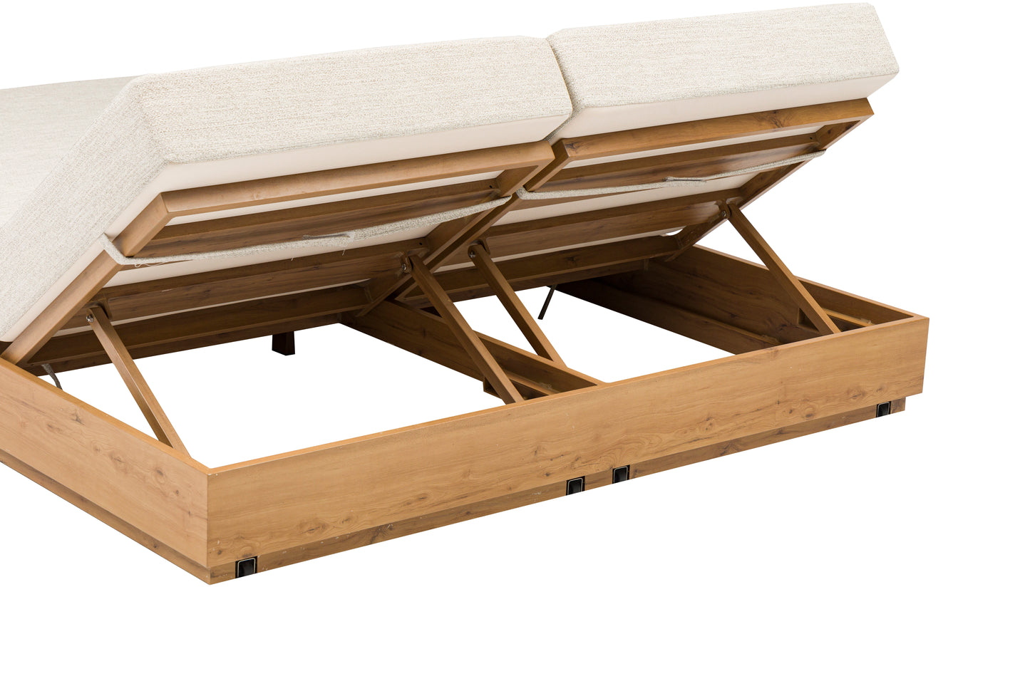 Tumbona doble Java 190x160x36 cm aluminio efecto teca natural