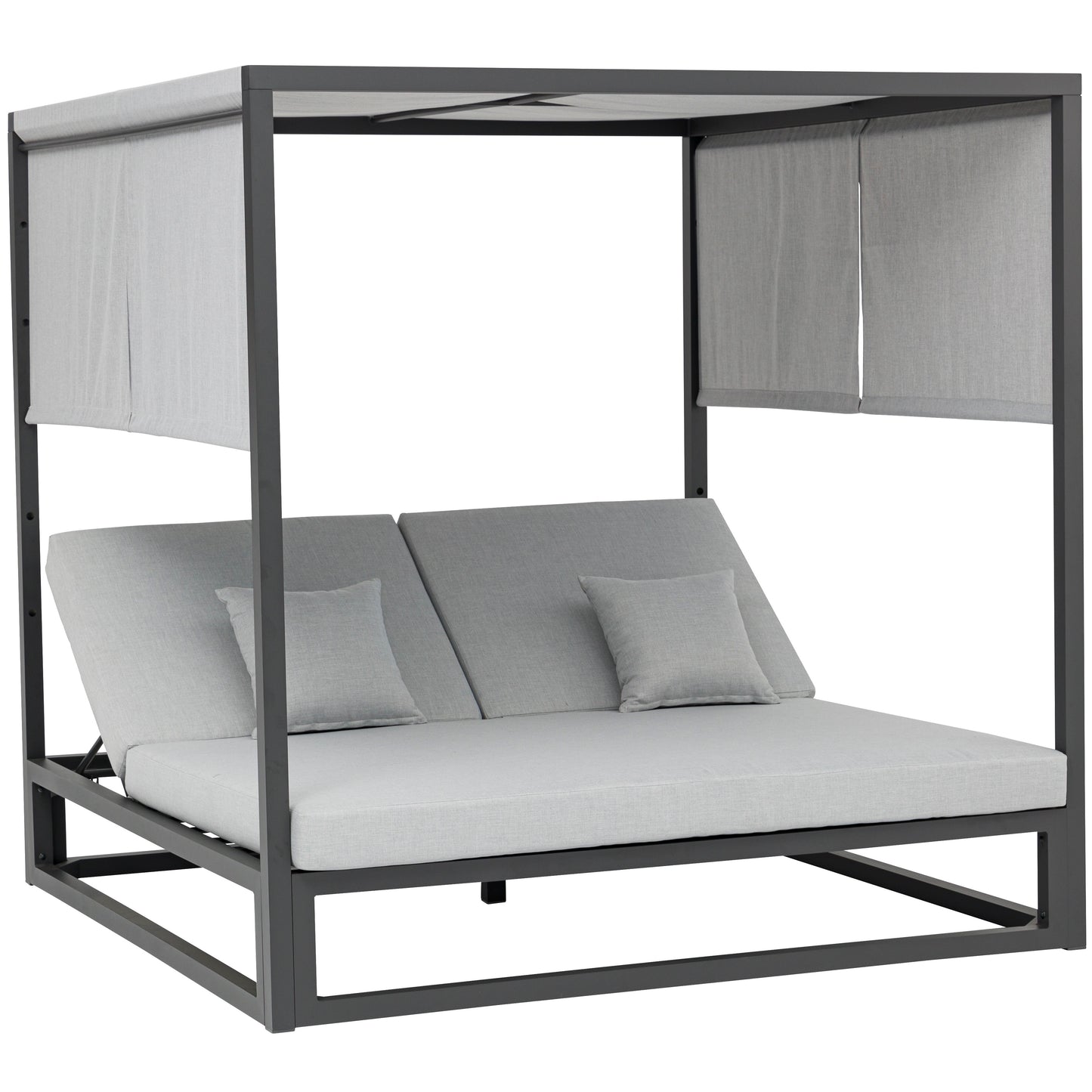 Daybed Edna aluminio antracita y textil gris medio