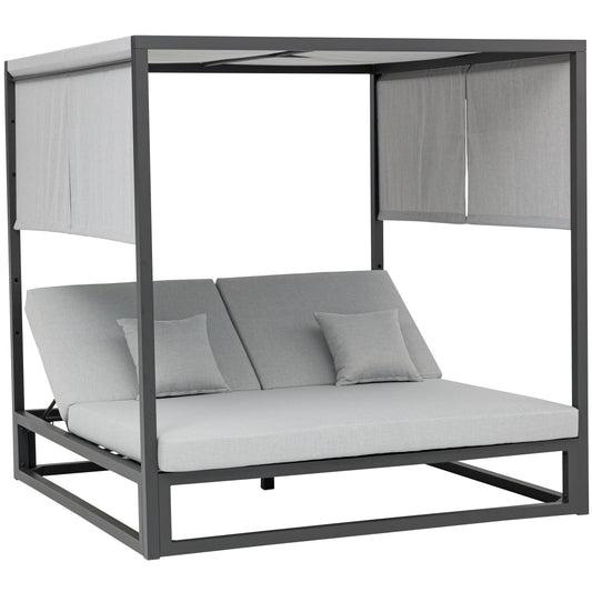 Daybed Edna aluminio antracita y textil gris medio