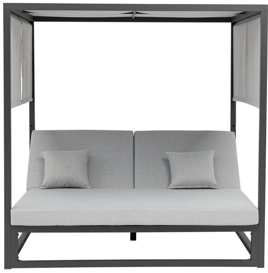 Daybed Edna aluminio antracita y textil gris medio