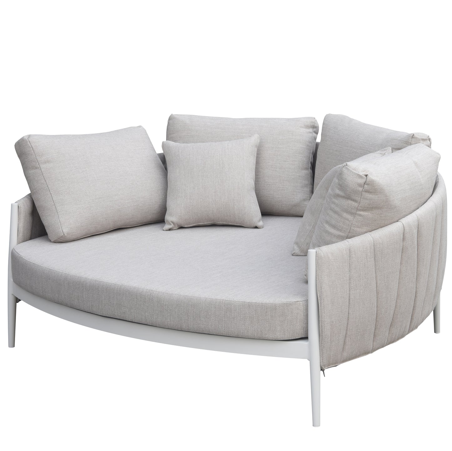 Daybed Attica aluminio blanco y textil gris claro.