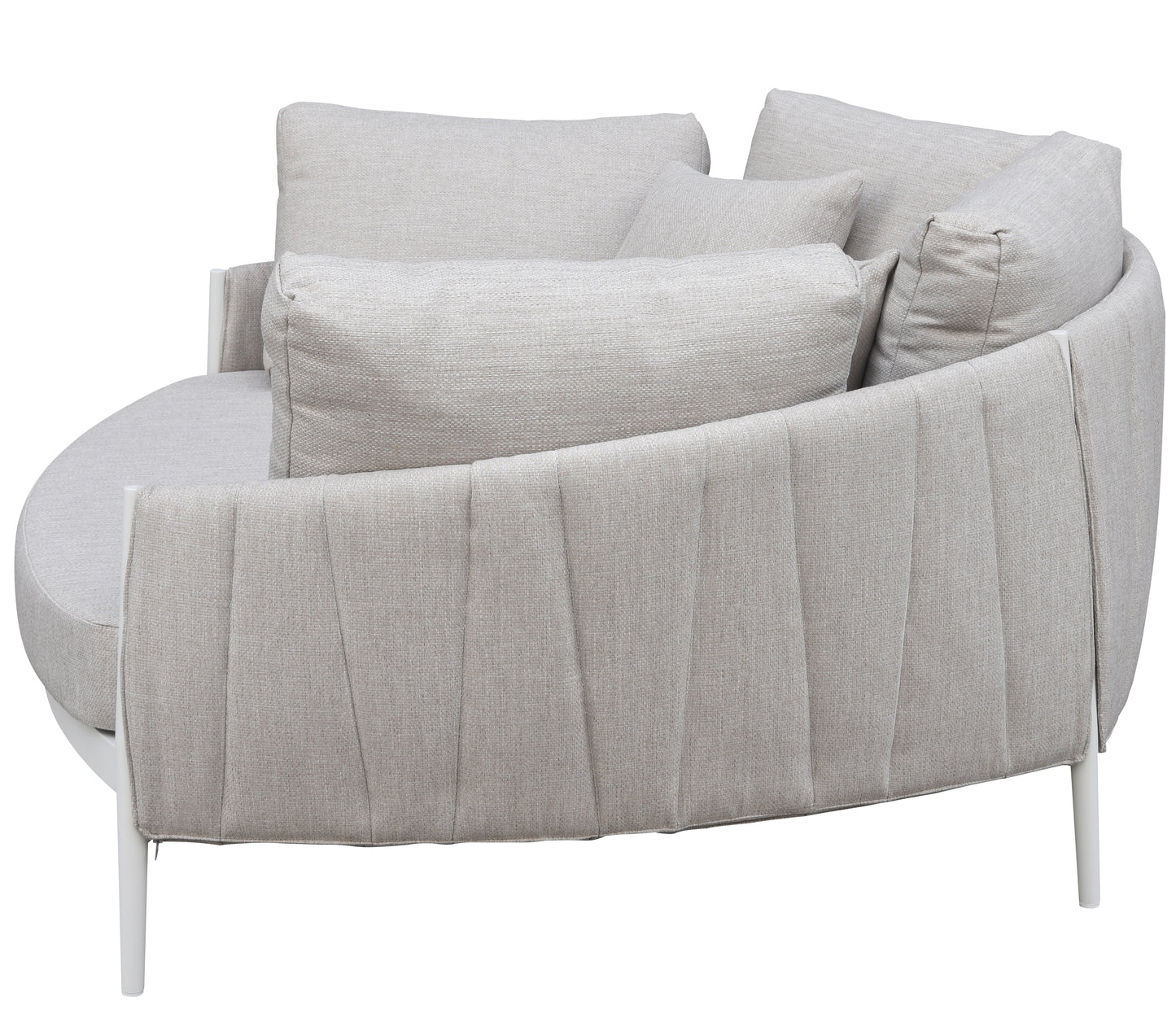 Daybed Attica aluminio blanco y textil gris claro.