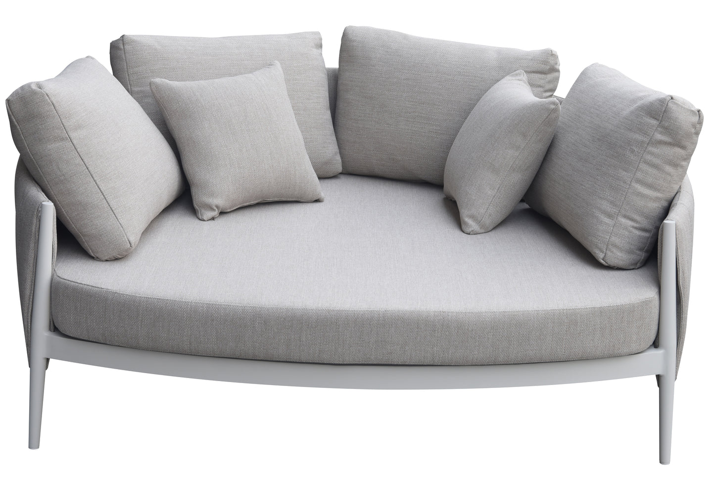 Daybed Attica aluminio blanco y textil gris claro.