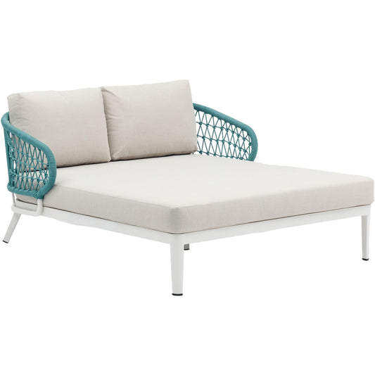 Daybed Isabela aluminio blanco y textil beige y cuerda aqua
