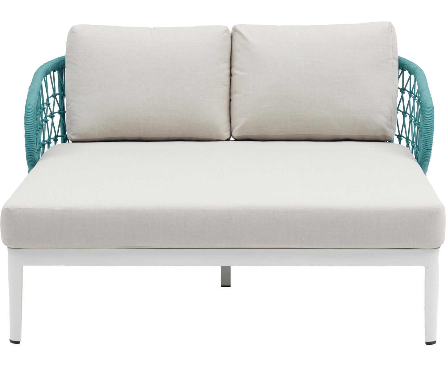 Daybed Isabela aluminio blanco y textil beige y cuerda aqua