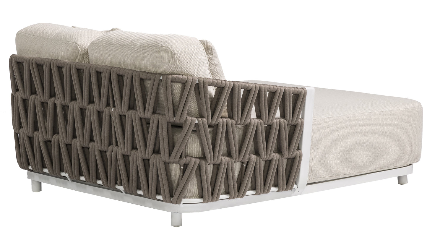 Daybed Carson aluminio blanco textil beige